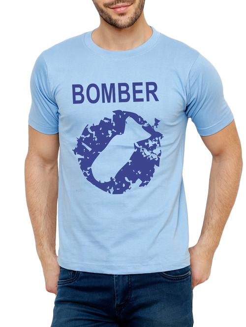 light blue cotton chest print tshirt - 15033052 - Very Small Image - 1