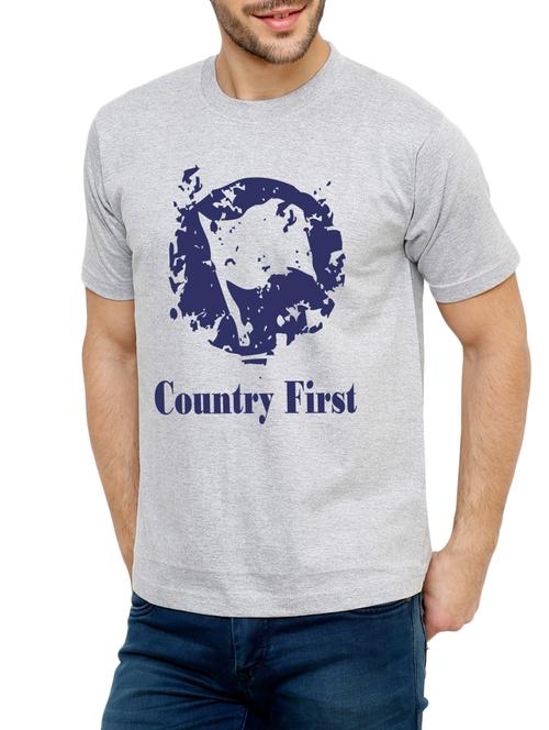grey cotton chest print tshirt - 15033054 - Very Small Image - 1