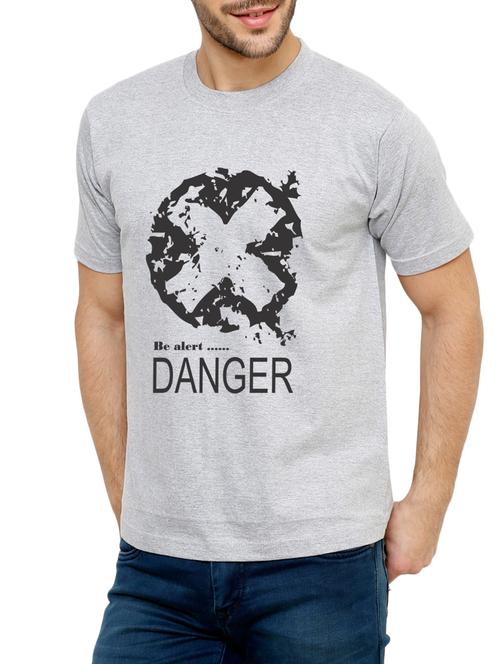 grey cotton chest print tshirt - 15033060 - Very Small Image - 1