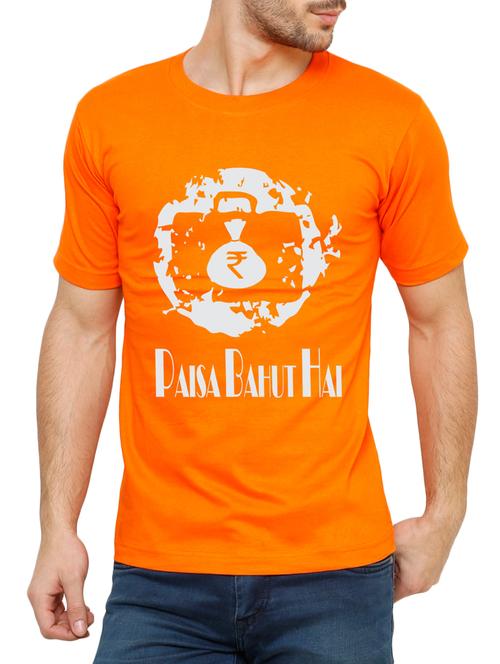 orange cotton chest print tshirt - 15033075 - Very Small Image - 1