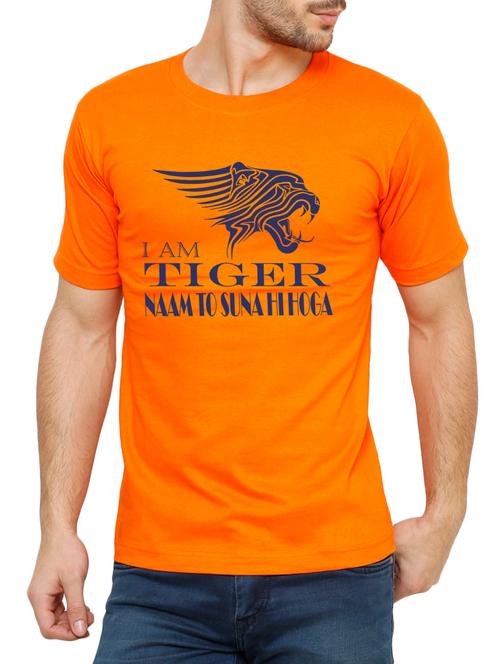orange cotton chest print tshirt - 15033085 - Very Small Image - 1