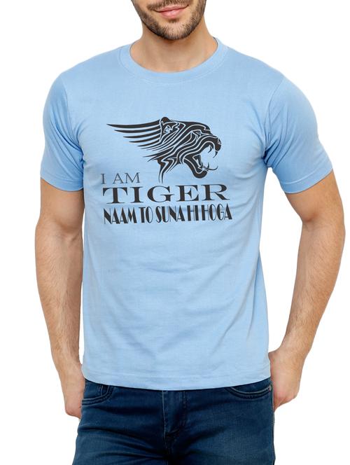 light blue cotton chest print tshirt - 15033086 - Very Small Image - 1
