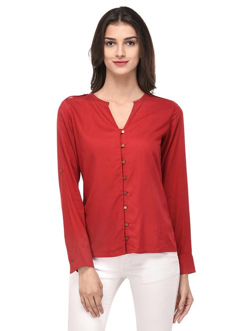 red solid rayon shirt - 15033381 - Very Small Image - 1