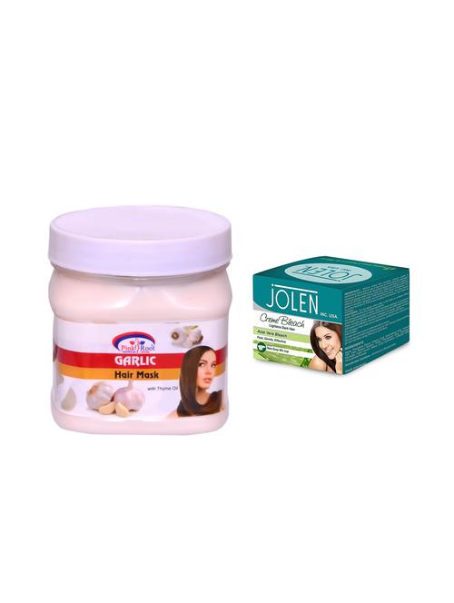 jolen aloe vera bleach crème 18g and pink root garlic hair mask 500ml - 15033525 - Very Small Image - 1