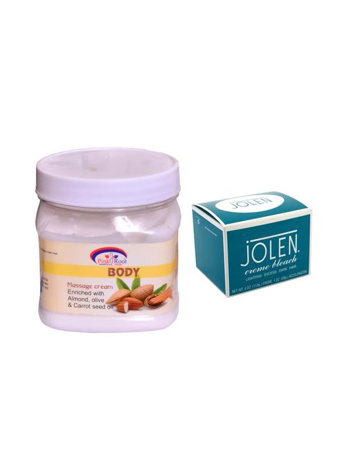 jolen cr?me bleach 18g and pink root body massage cream 500ml - 15033530 - Very Small Image - 1