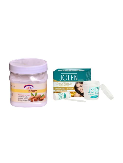 jolen gold bleach cr?me 18g and pink root body massage cream 500ml - 15033542 - Very Small Image - 1