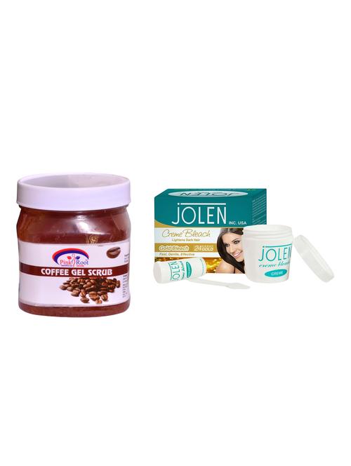 jolen gold bleach cr?me 18g and pink root coffee gel scrub 500ml - 15033552 - Very Small Image - 1