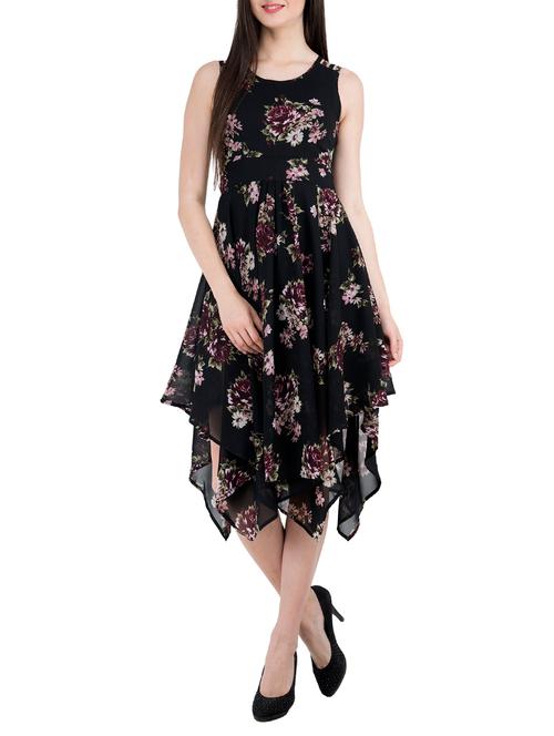 sleeveless floral asymmetric dress - 15033661 - Very Small Image - 1