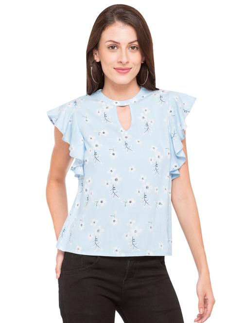 light blue viscose floral top - 15034144 - Very Small Image - 1