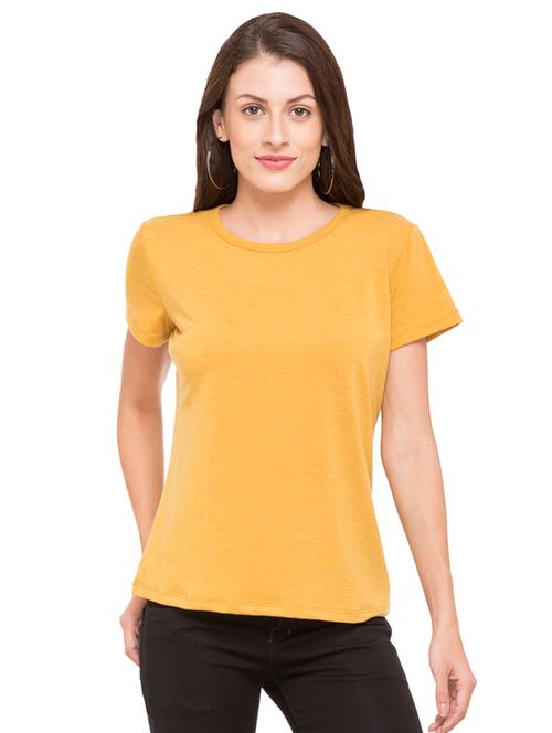 yellow solid viscose tee - 15034150 - Very Small Image - 1