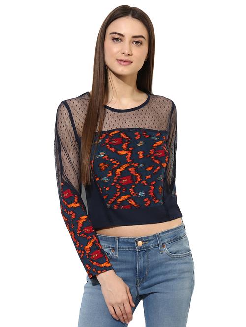 crop printed viscose top - 15034345 - Very Small Image - 1