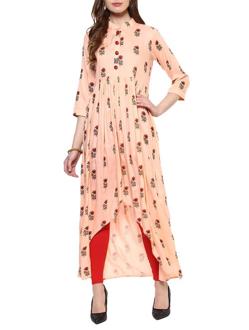 floral high-low kurta - 15036052 - Very Small Image - 1
