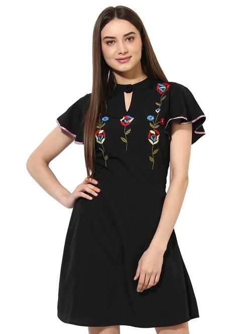 ruffle detail embroidered a-line dress - 15036101 - Very Small Image - 1