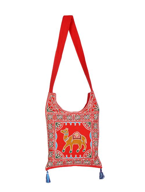 red cotton sling bag - 15036228 - Very Small Image - 1