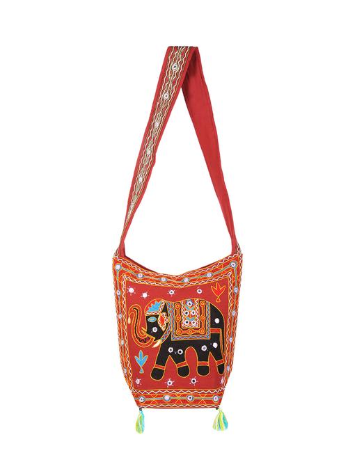 red cotton sling bag - 15036303 - Very Small Image - 1