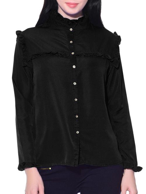 black solid crepe shirt - 15036565 - Very Small Image - 1