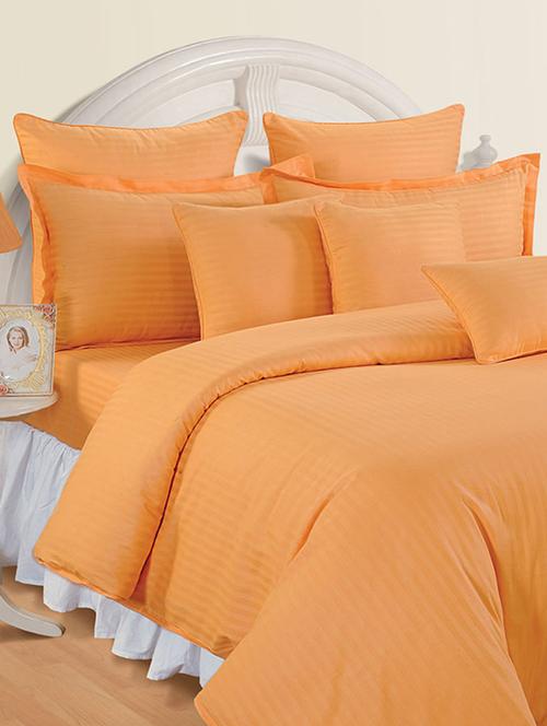 self striped king size bedsheet with 2 pillow covers - 15037637 - Very Small Image - 1