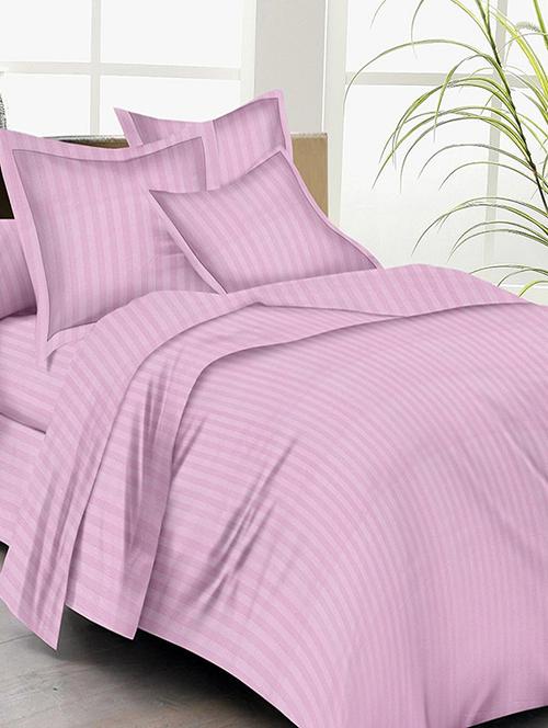 self striped king size bedsheet with 2 pillow covers - 15037663 - Very Small Image - 1