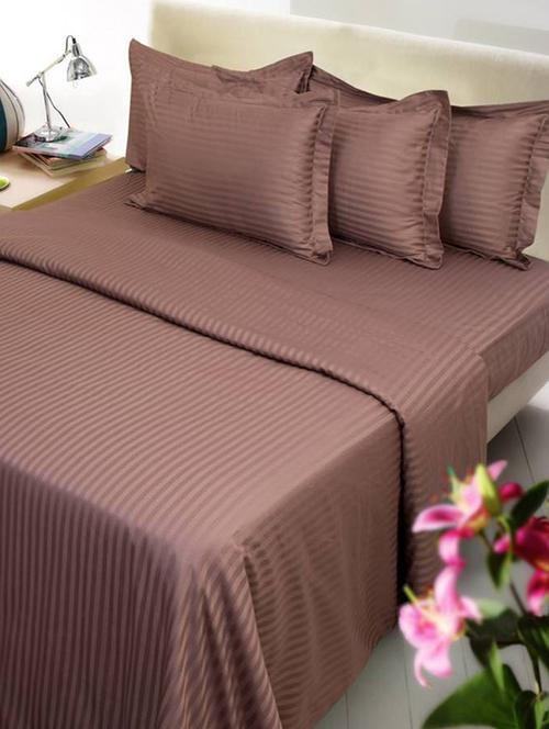 self striped king size bedsheet with 2 pillow covers - 15037716 - Very Small Image - 1
