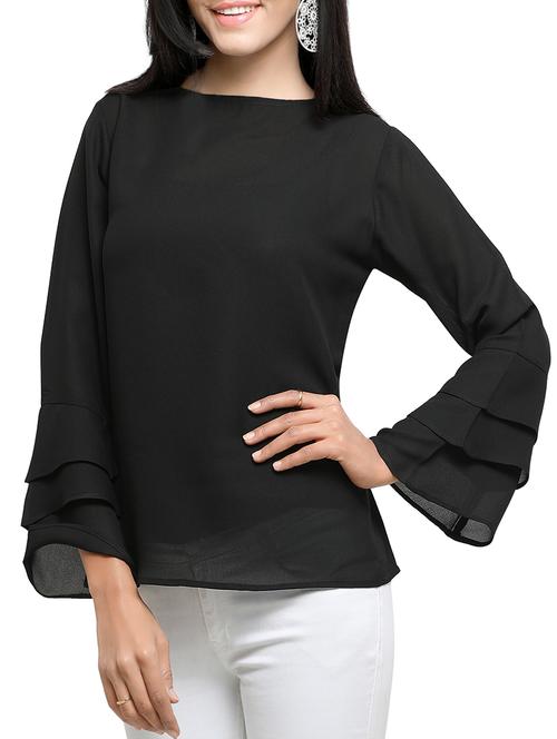 solid black georgette top - 15037821 - Very Small Image - 1