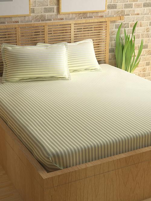 self striped double bedsheet with 2 pillow covers - 15037905 - Very Small Image - 1