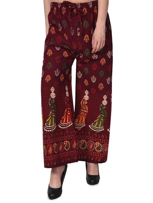 red cotton straight palazzo - 15039575 - Very Small Image - 1