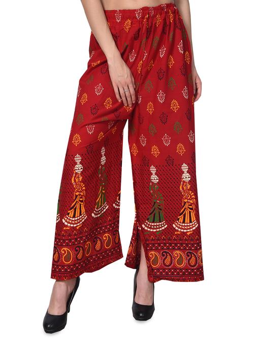 red cotton straight palazzo - 15039576 - Very Small Image - 1