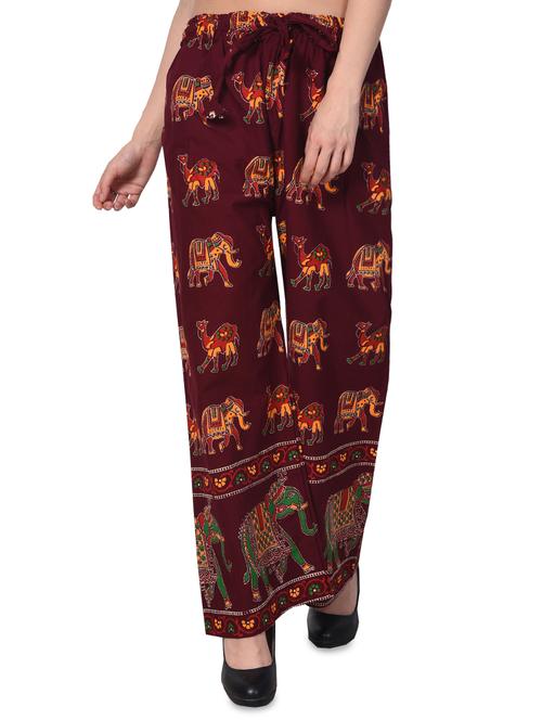 red cotton straight palazzo - 15039577 - Very Small Image - 1