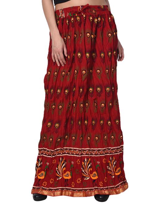 red cotton a-line skirt - 15039583 - Very Small Image - 1