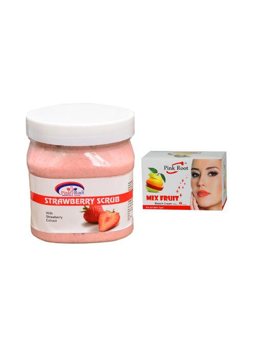 pink root mix fruit bleach 50g and pink root strawberry scrub 500ml - 15040602 - Very Small Image - 1