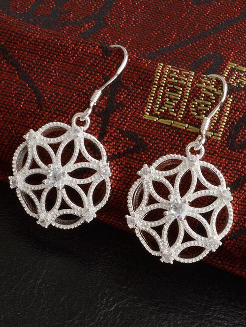 silver metal drop earrings - 15041211 - Very Small Image - 1