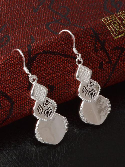 silver metal drop earrings - 15041213 - Very Small Image - 1
