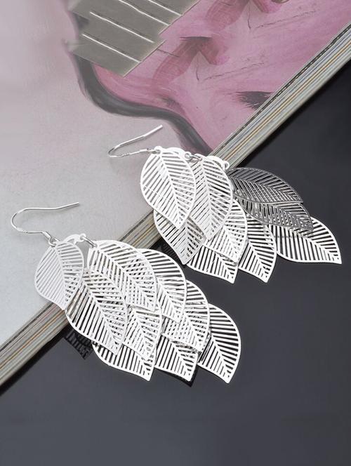 silver metal drop earrings - 15041238 - Very Small Image - 1