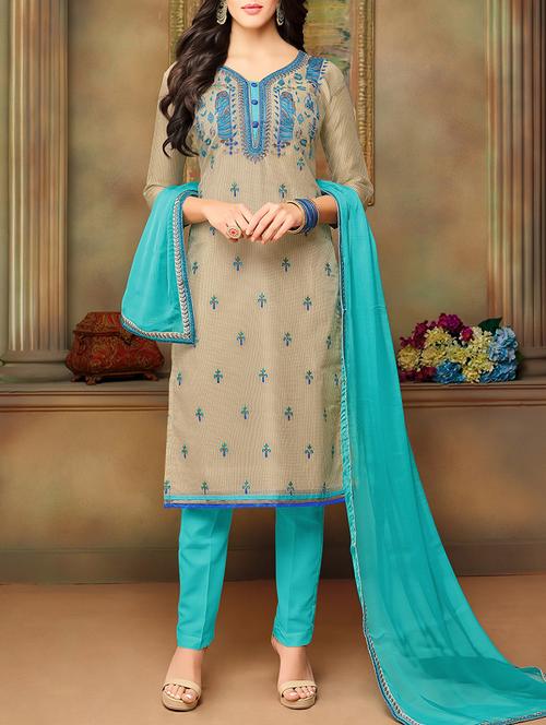 sky blue straight pant suits unstitched suit - 15041764 - Very Small Image - 1