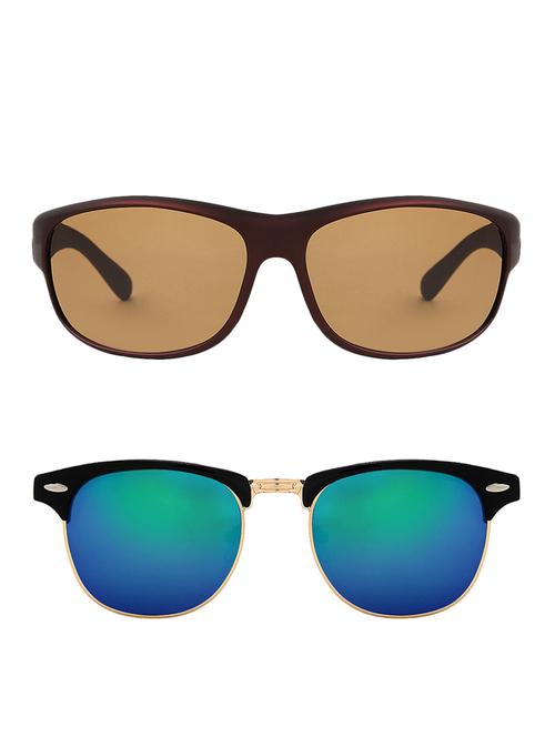 zyaden combo of two sunglasses wrap-around & clubmaster-combo-2163 - 15042383 - Very Small Image - 1