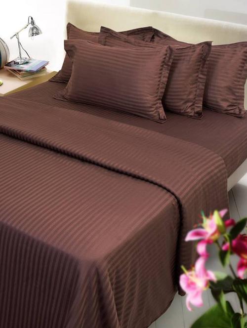 self striped single bedsheet with 2 pillow covers - 15042544 - Very Small Image - 1