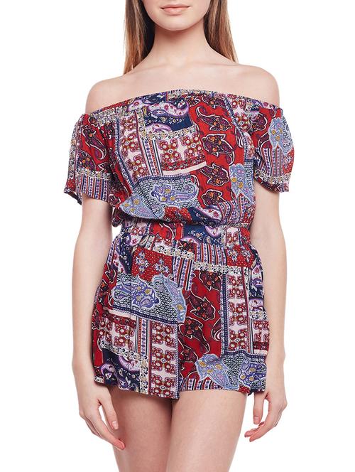 red printed viscose romper - 15042600 - Very Small Image - 1