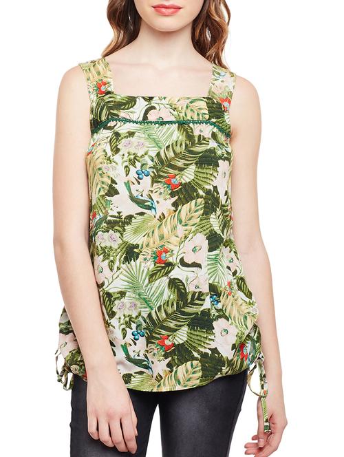 tropical print ruched seam top - 15042633 - Very Small Image - 1