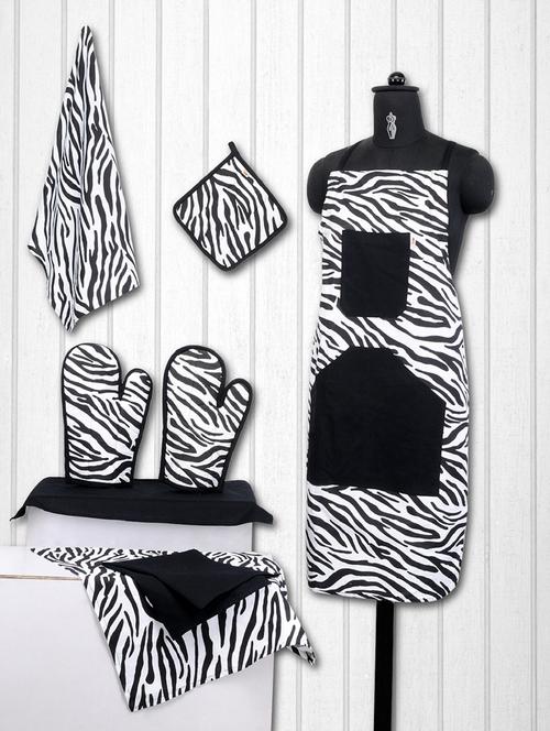 zebra pattern cotton kitchen set of 8 - 15043278 - Very Small Image - 1