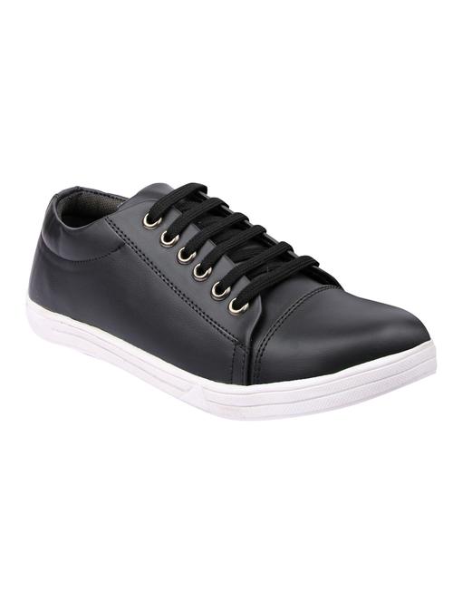 black leatherette lace up sneaker - 15046414 - Very Small Image - 1