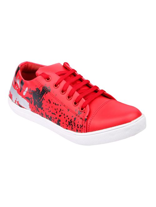red leatherette lace up sneaker - 15046418 - Very Small Image - 1