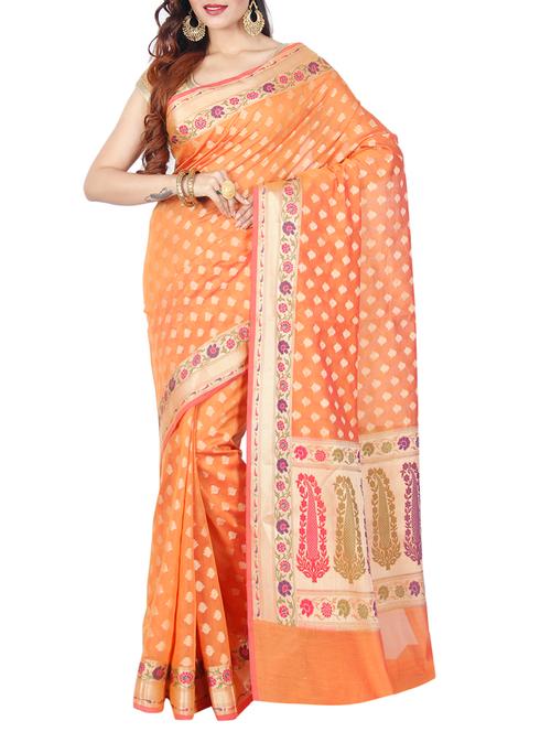 floral zari pallu banarasi saree - 15046610 - Very Small Image - 1