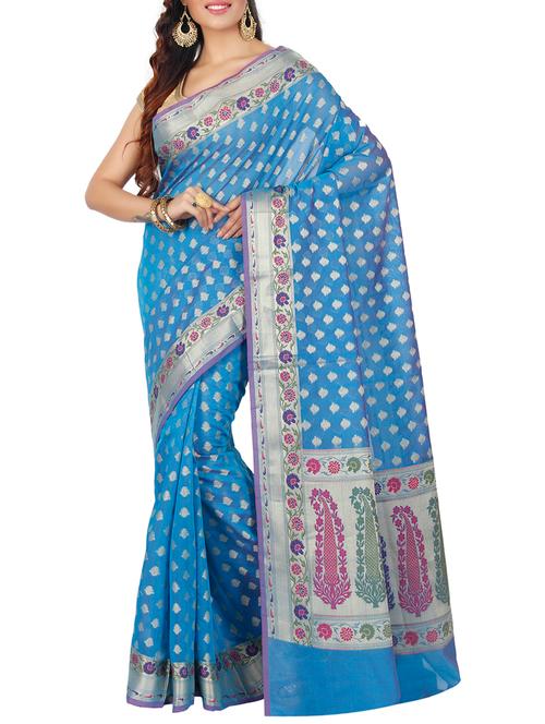 floral zari pallu banarasi saree - 15046611 - Very Small Image - 1