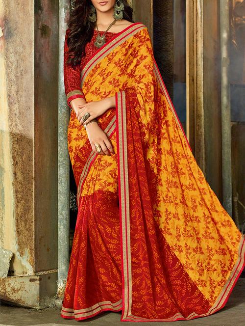 lace border printed saree with blouse - 15046717 - Very Small Image - 1