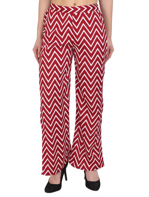 red chevron crepe palazzo - 15046806 - Very Small Image - 1