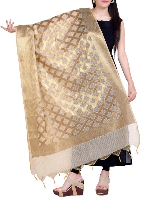 beige chanderi dupatta - 15046936 - Very Small Image - 1