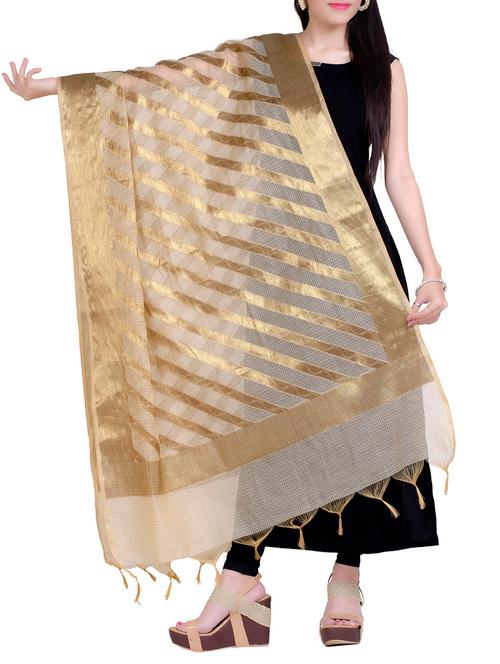 beige chanderi dupatta - 15046939 - Very Small Image - 1