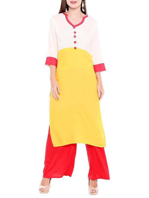 color block straight kurta - 15047088 - Very Small Image - 1