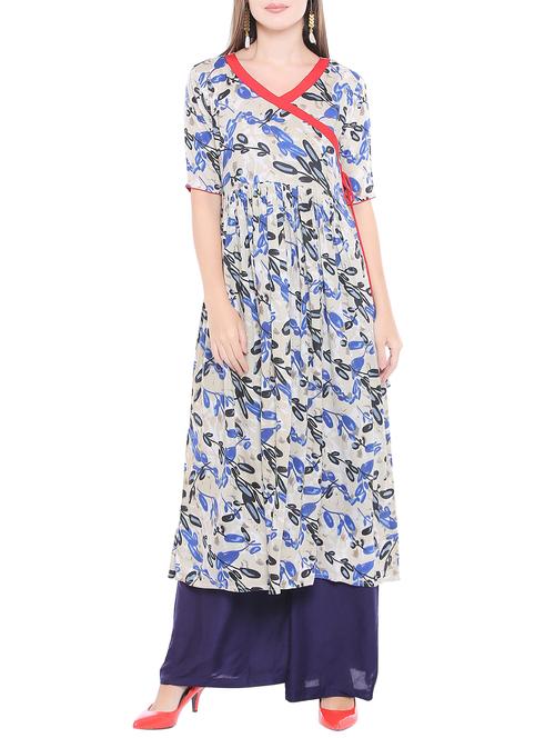flared printed kurta draw string - 15047126 - Very Small Image - 1