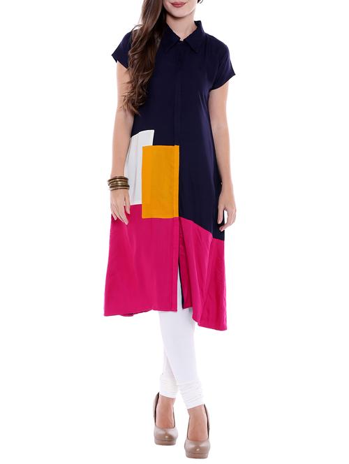 color block a-line kurta - 15047129 - Very Small Image - 1